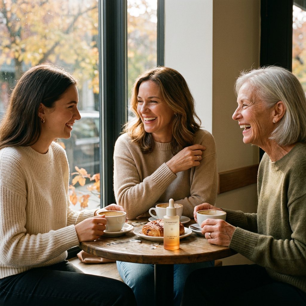 Women of different ages sharing a fall morning